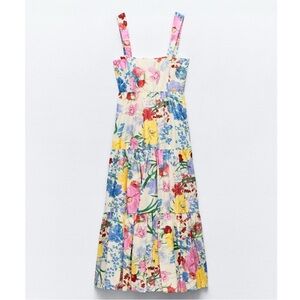 ZARA WOMAN NWT SS24 FLORAL PRINT DRESS MIDI 3540/271